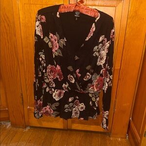 Apt. 9 Black and Pink Floral Blouse